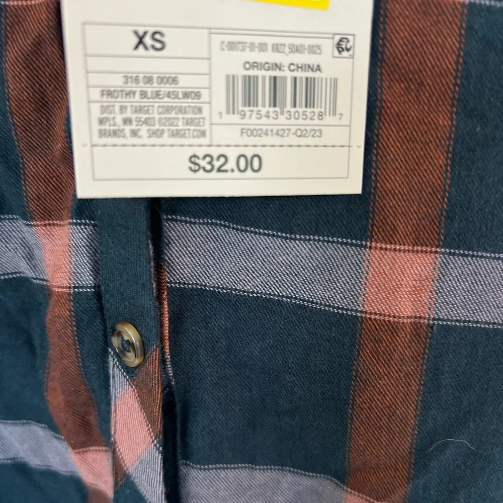 🔵 1) Long Sleeve Button-Down Tunic Shirt Knox Rose oversized  Plaid XS NWT - Picture 4 of 6